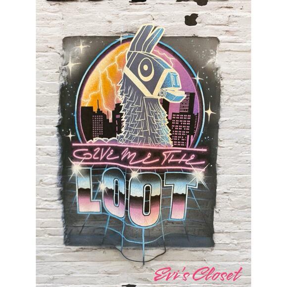FORTNITE Give Me The Loot T Shirt Size Youth 14/16 Llama Graphic - Picture 3 of 6